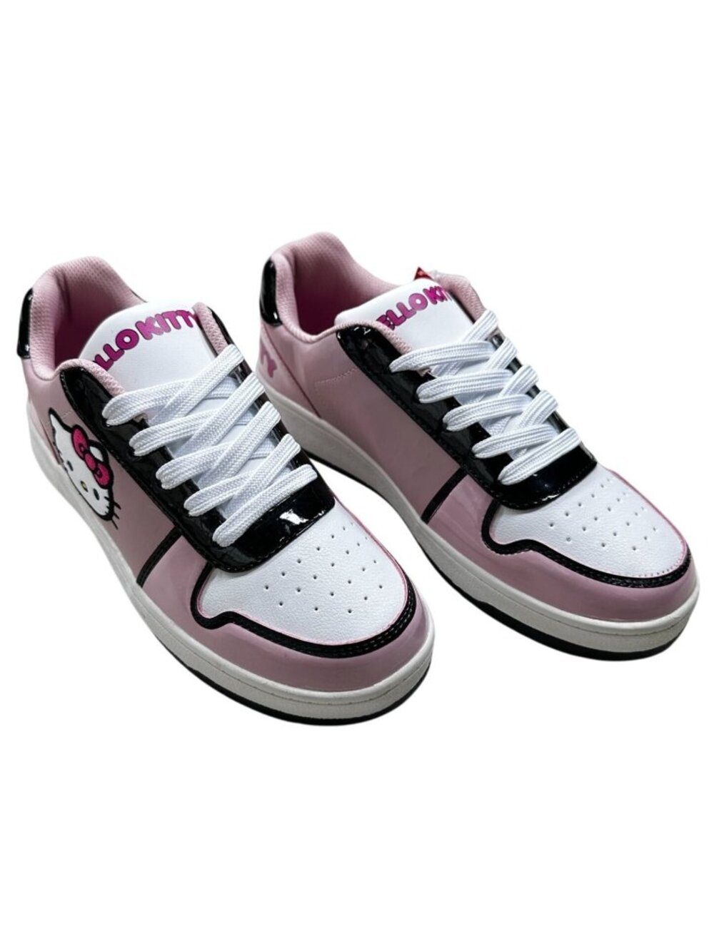 Hello Kitty Sneakers Womens Pink White Lace-Ups Embroidered Logo NEW